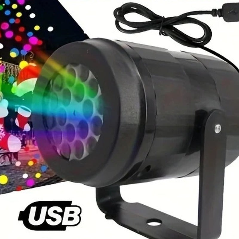 Christmas LED projector casting colourful Christmas scenes