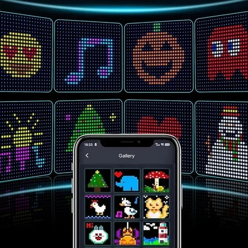 Examples of animations and drawings on the LED curtain with the app gallery